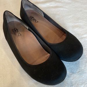 Abeo tangier slip on flat ballet shoe black leather comfort shoe